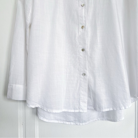 Eileen Fisher • white Classic Collar Shirt button down tunic Tencel hi low - Picture 9 of 14